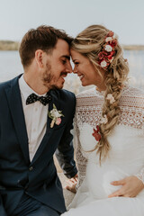 beautiful newly married couple expecting a baby
