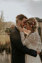 beautiful newly married couple expecting a baby
