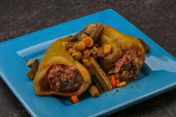 Baked stuffed bell pepper with meat