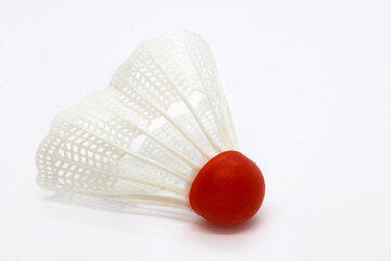 Badminton shuttlecock on white background