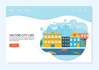 Green modern house with solar panels and wind turbine. Eco friendly alternative energy. Ecosystem city landscape. Flat vector illustration. Landing template