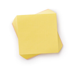 Top view of blank yellow adhesive notes