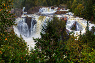 Wide view of Aubrey Falls in Ontario, Canada