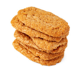 Stack of oat cookies isolated on white background