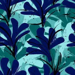 Gardinen seamless background pattern, with leaves, paint strokes and splashes © Kirsten Hinte