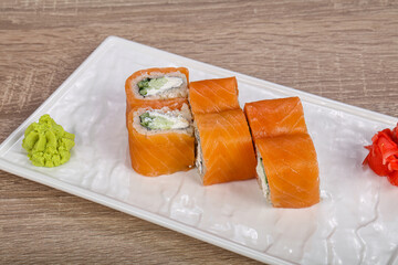 Japanese traditional roll with salmon