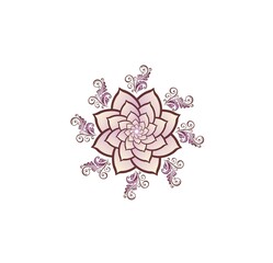 Mehndi flower with Sahasrara crown chakra symbol for Henna drawing and tattoo