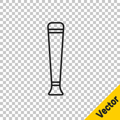Black line Police rubber baton icon isolated on transparent background. Rubber truncheon. Police Bat. Police equipment. Vector.