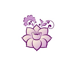 Water lily or lotus vintage flower for spa salon, yoga class and wedding invitation isolated on white background