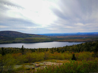 Fototapeta na wymiar Beautiful Pond in valley at Acadia National park, Maine, USA
