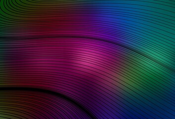 Dark Multicolor vector background with bent lines.