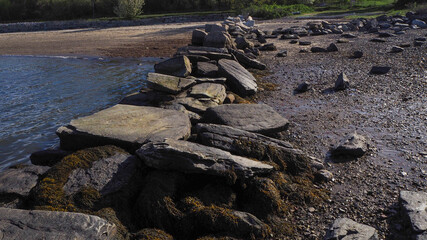 the rock line by the sea