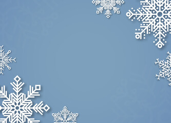 Winter background with snowflakes on blue background. Vector illustration