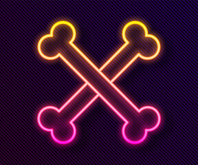 Glowing neon line Crossed human bones icon isolated on black background. Vector.