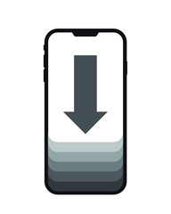 phone sign with an arrow, loading information or a resource