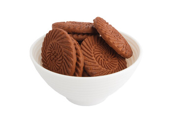 Handmade chocolate cookies made from Shortcrust pastry, isolated