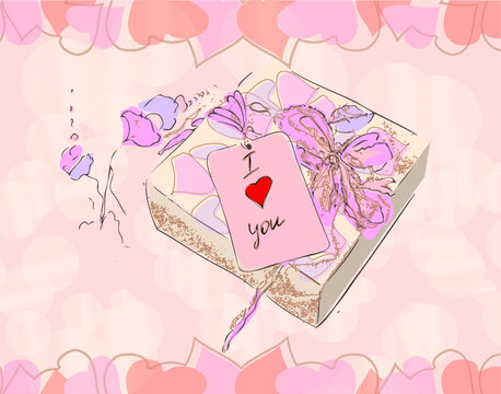 Happy valentines day and weeding cards. love design gift packaging. vector illustration