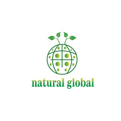 Fototapeta premium nature logo illustration of leaves and earth with color vector design