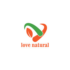 healthy love logo, illustration of leaf heart with color, vector design