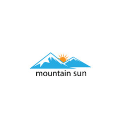 mountain and sunset logo simple color illustration landscape vector design