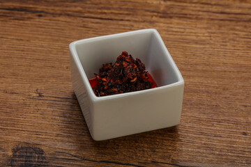 Fried chili pepper sauce with oil