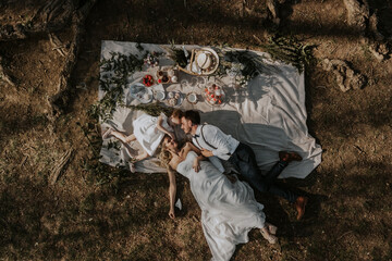 family with children - little girls having a free moment of intimacy
