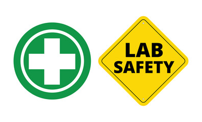 lab safety on white background., Industrial Yellow Warning Sign, vector  design.
