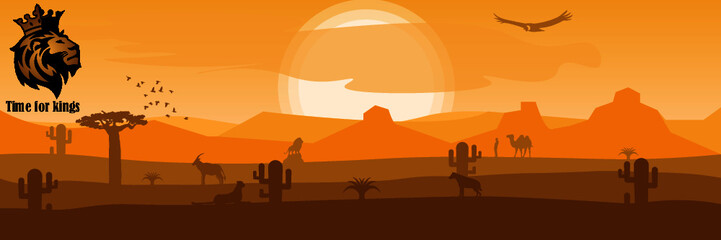 Naklejka premium sunset in the desert