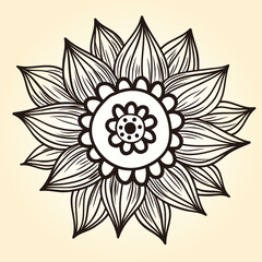 Hand-drawing floral background with flower. Element for design. Vector illustration.