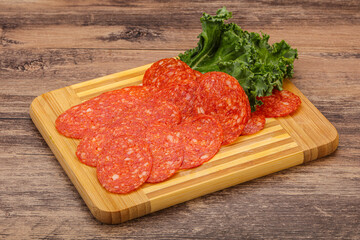 Italian spycy pepperoni sausage slices