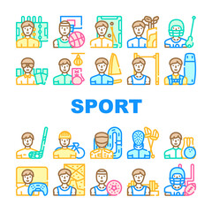 Fototapeta premium Male Sport Activities Collection Icons Set Vector