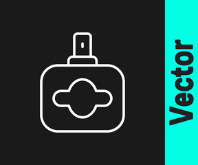 White line Perfume icon isolated on black background. Vector.