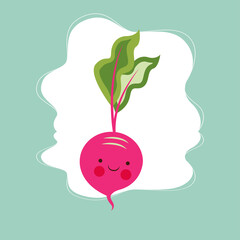 radish cute character, vector illustration for kids in cartoon style
