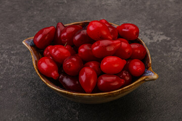 Sweet and ripe cornel berries