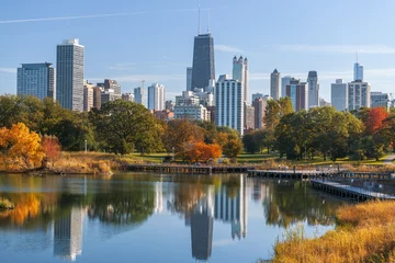Fotobehang Chicago, Illinois, VS Park en skyline © SeanPavonePhoto
