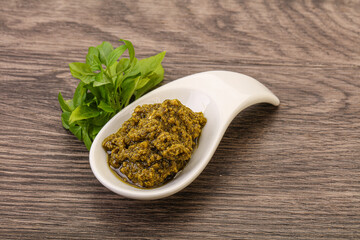 Green sauce pesto with basil