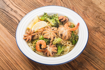 Octopus and Shrimp Seafood Noodle