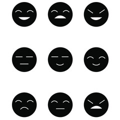 Emoji illustration. Happy kind and evil faces. Icons isolated on white background. Vector EPS 10