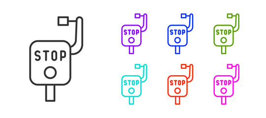 Black line Emergency brake icon isolated on white background. Set icons colorful. Vector.