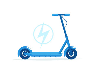 Push scooter. Eco transport future. Battery powered. Electric e-scooter for rent. Vector illustration.