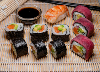 sushi rolls Japanese food cooked