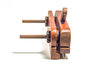 Old vintage wooden jointer Veritas Small Plow Plane isolated on a white background