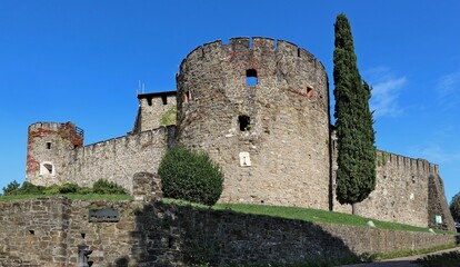 Historic medieval Gorizia castle, on the  hill of the city, located on the slovenian border	
