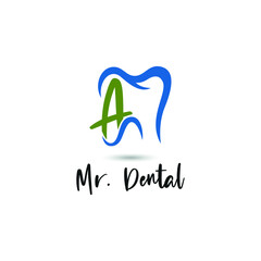 Initial Letter A Dental Dentist Logo concept. Dentistry Brand and Dental Care Logo template