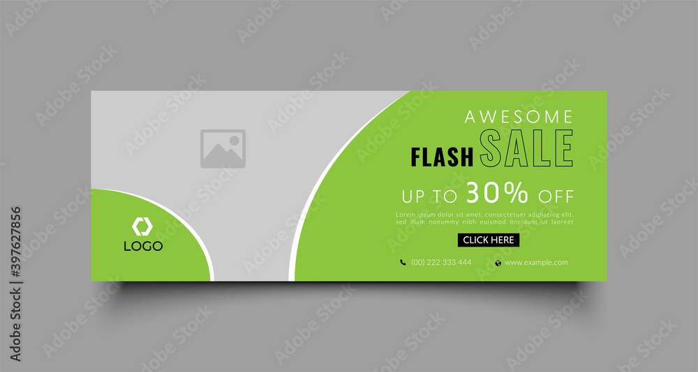 Canvas Prints flash sale facebook cover page timeline web ad banner template with photo place modern layout green 