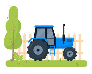 Farm tractor. Agricultural machinery for farmers work.