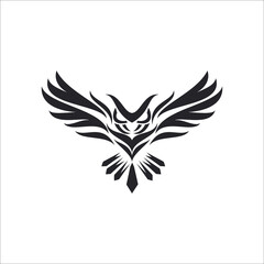 owl fly logo vector illustration template design vintage symbol with background white