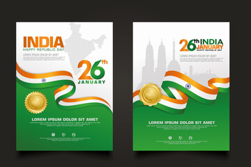 set poster promotions India happy Republic Day background template