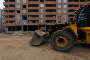 Fototapeta na wymiar Road construction, courtyard area. Construction site. production of apartments, social housing.