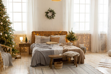 four-poster bed Christmas bedroom interior